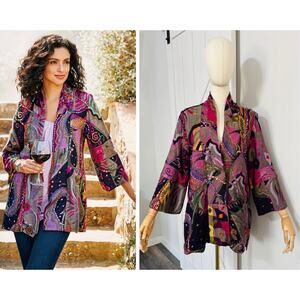 Soft Surroundings Size M Carlsbad Jacket Artsy Tapestry Brocade Patchwork